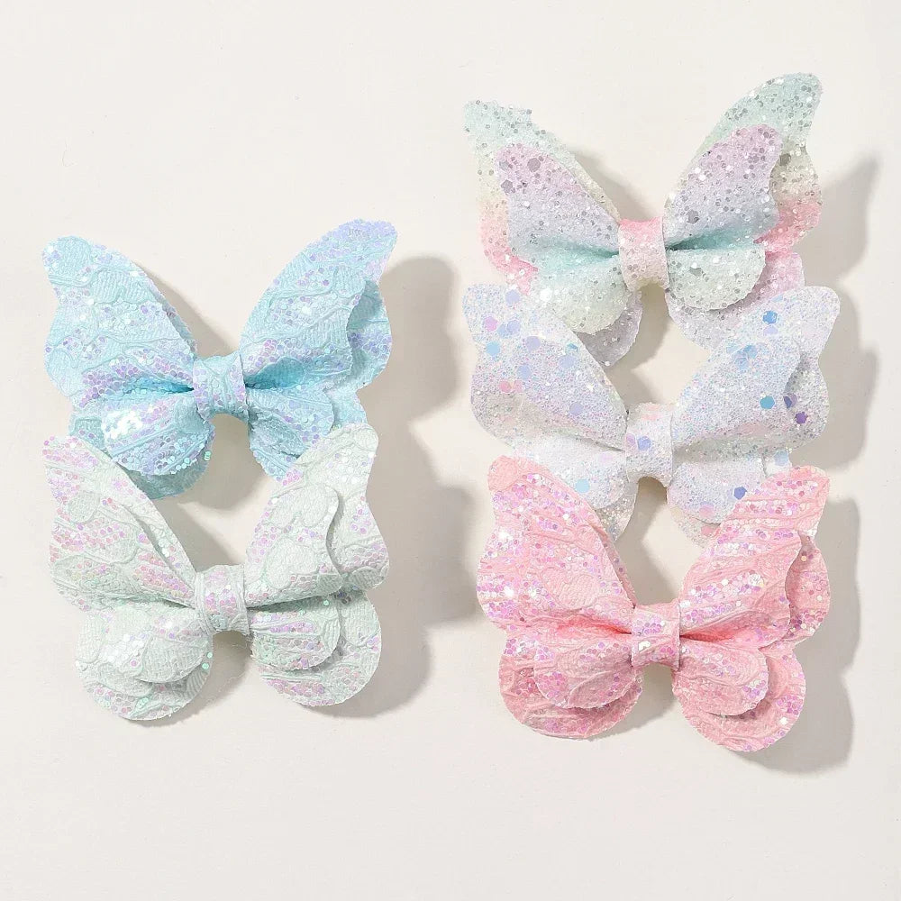 2-5Pcs Girls' Sequin Double Butterfly Hair Clips – Cute Bow Hairpins & Toddler Hair Accessories