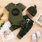 Baby Boy Summer Set – Romper, Camouflage Pants & Hat (0-18M)