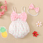 2PCS Baby Girl Romper Set – Allover Dots with Bowknot & Headband