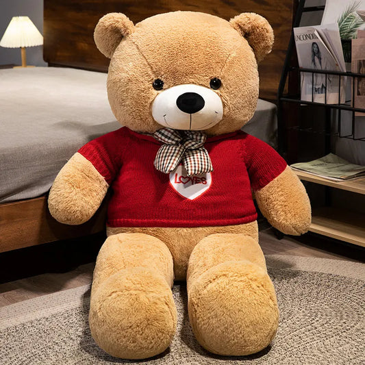 Bow Bear Plush – Soft Stuffed Teddy in Sweater Gift