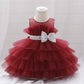 Sequin Bow Baby Girl Dress – Puffy Tulle Princess Ball Gown for Baptism & Parties