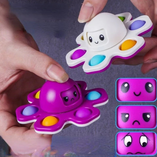 3-in-1 Flip Octopus Fidget – Spinner, Pop It & Face-Changing Sensory Toy