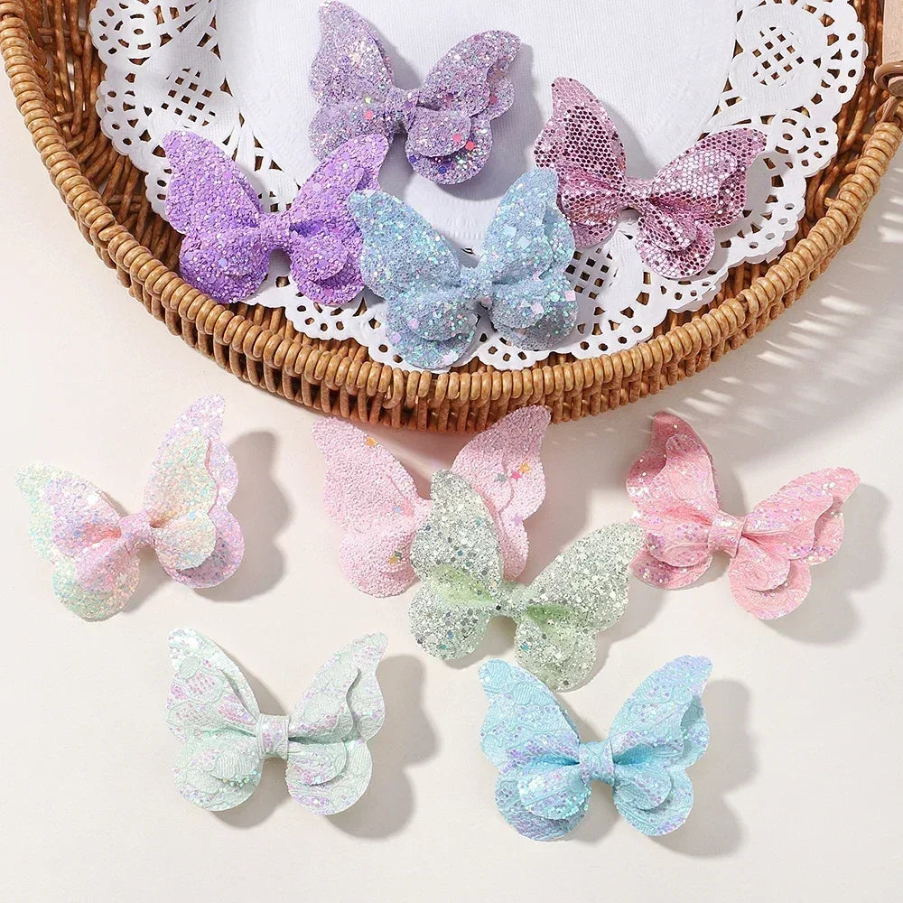 2-5Pcs Girls' Sequin Double Butterfly Hair Clips – Cute Bow Hairpins & Toddler Hair Accessories