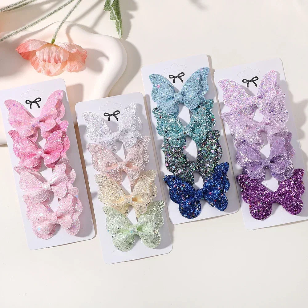 2-5Pcs Girls' Sequin Double Butterfly Hair Clips – Cute Bow Hairpins & Toddler Hair Accessories