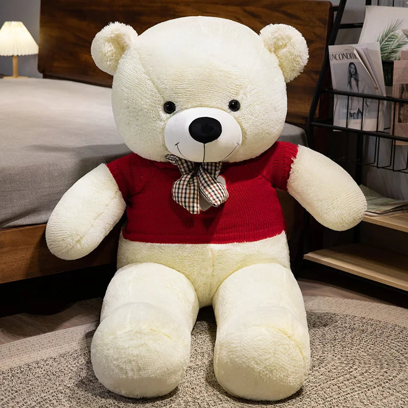 Bow Bear Plush – Soft Stuffed Teddy in Sweater Gift