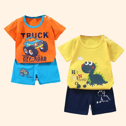 Kids' Summer Outfit – 100% Cotton T-Shirt & Shorts 2PCS Set