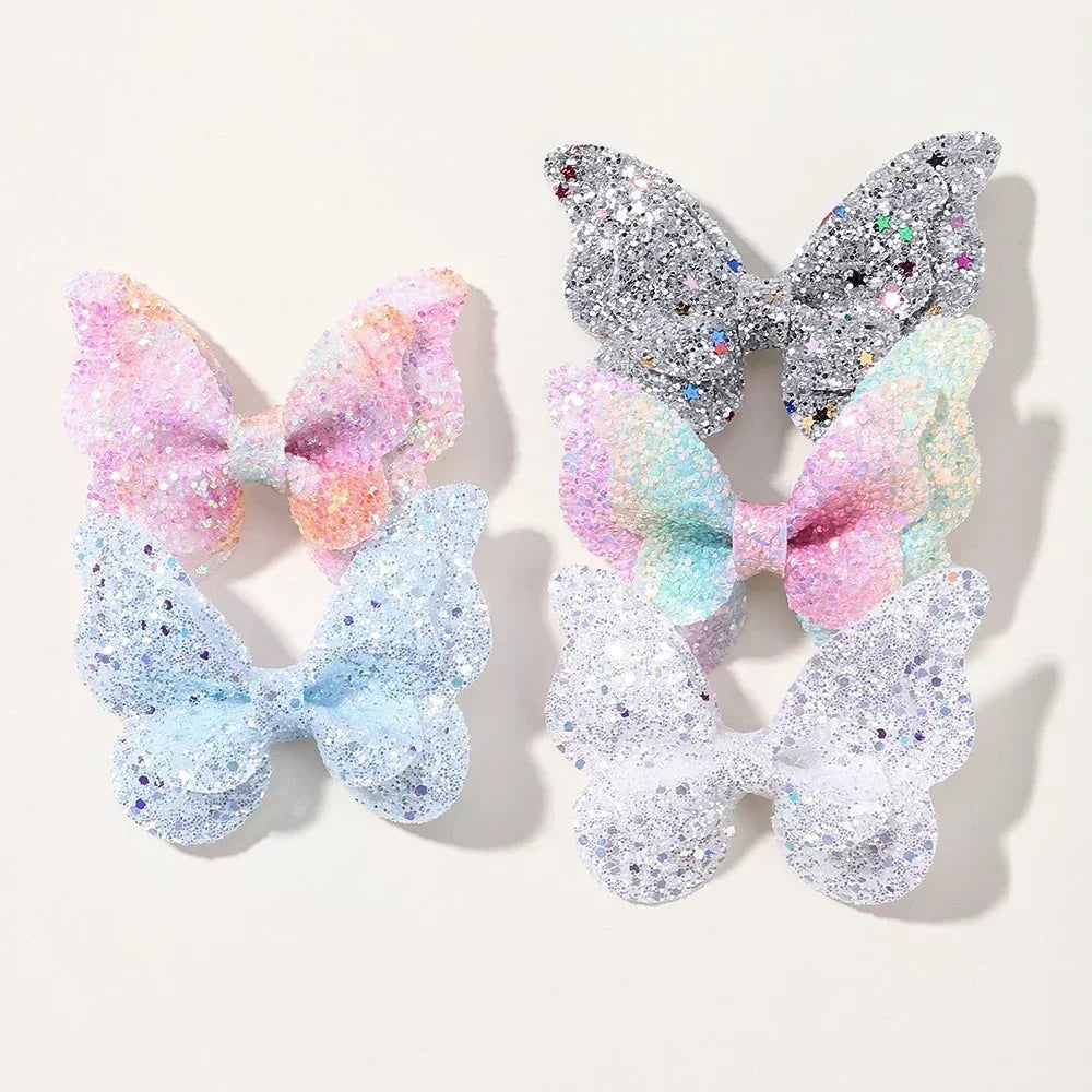2-5Pcs Girls' Sequin Double Butterfly Hair Clips – Cute Bow Hairpins & Toddler Hair Accessories