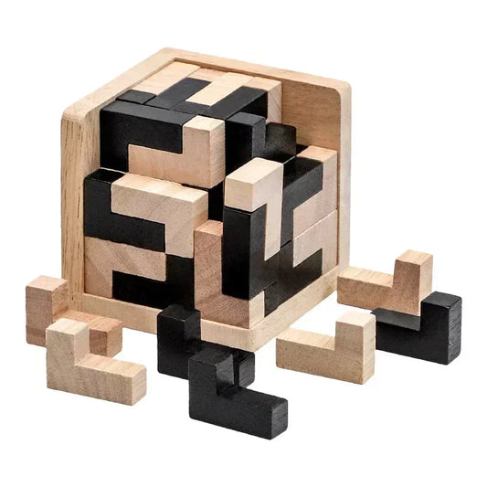 3D Wooden Interlocking Puzzle – Creative Educational Brain Teaser Toy for Kids