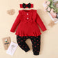 3PCS Baby Girl Outfit – Bodysuit, Pants & Headband Set (3-12M)