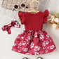 Floral Striped Bow Dress – Cute Baby Girl Outfit with Headscarf
