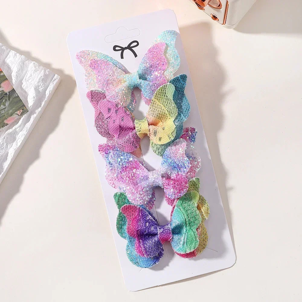 2-5Pcs Girls' Sequin Double Butterfly Hair Clips – Cute Bow Hairpins & Toddler Hair Accessories