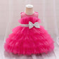 Sequin Bow Baby Girl Dress – Puffy Tulle Princess Ball Gown for Baptism & Parties